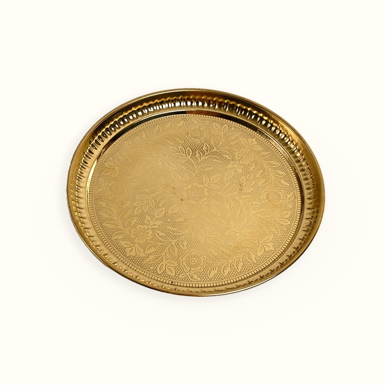 Handmade Brass Puja Thali with Flower Embossed Design | Pooja essential |