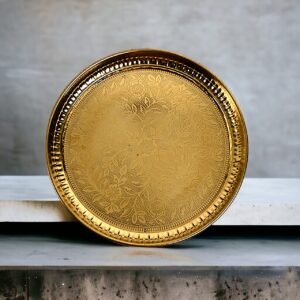 Handmade Brass Puja Thali with Flower Embossed Design | Pooja essential |