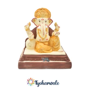 Rajeshahi Ganpati Idol| 12 inches| Shadu mati ganesha murti with 100 % natural colours and eco-friendly idol