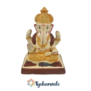 Chaurang Ganpati | 12.5 inches | Clay Ganesha Idol| 100% Eco-friendly Idol and Natural |Shadu Mati