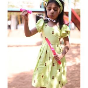 Parrot Green Embroidered Frock