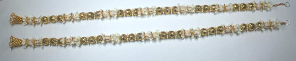 Handcrafted Beaded Festival Latkan (Set of 2) | Hanging for Pooja Room Decor, Diwali, Navratri & Wedding Celebrations