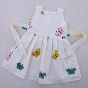 Off-white Butterfly Embroidery Cotton Lining Frock