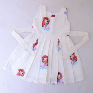 Sleeveless Mermaid Embroidery Dress with Off-White Cotton Lining