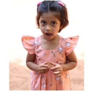 A-Line Peach Cotton Frock