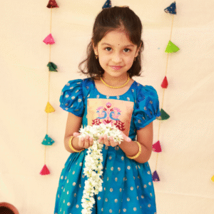 Chintamani Paithani Border Balloon Sleeves Frock