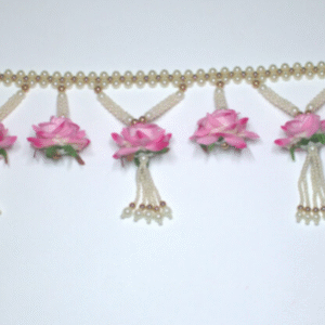 Beaded Toran with Flowers | Handcrafted Door Hanging for Home, Temple & Diwali Festival Decor