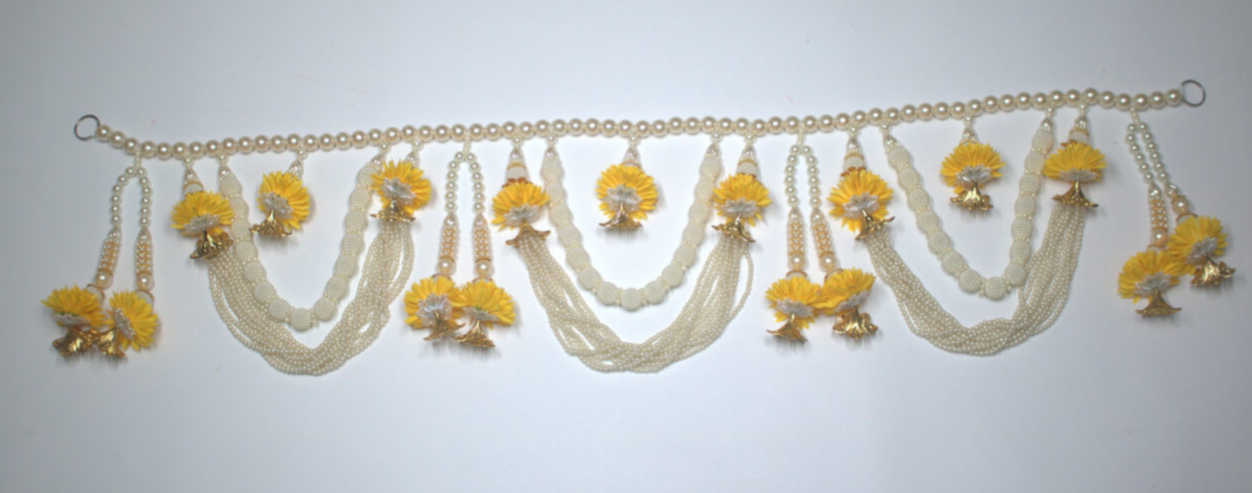 Beaded Floral Toran | Sacred Door Hanging for Temple, Home & Diwali Festival Decor