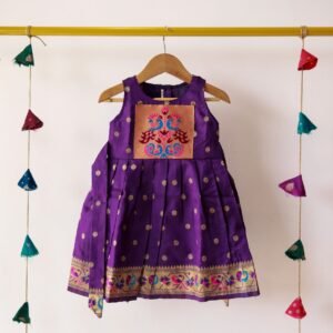 Dark Purple Paithani Border Silk Frock