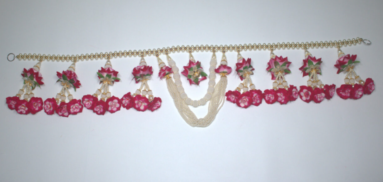 Festival-Ready Floral Beaded Toran | Decorative Door Hanging for Diwali, Navratri & Wedding Celebrations