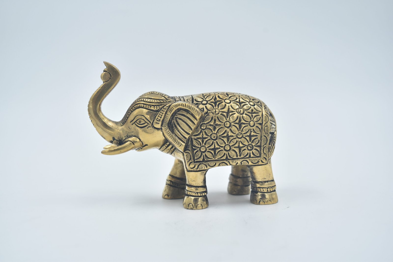 Metal Elephant Pair Statue | Gold Plated Trunk Up Elephant Idol Showpiece for Home Decor, Vastu, Prosperity, Good Luck, Mandir, Pooja Room & Housewarming Gifts