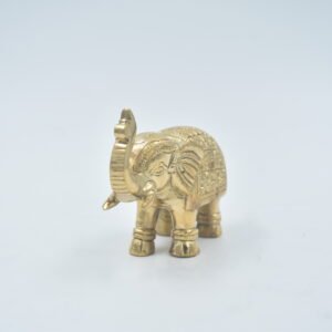 Metal Elephant Pair Statue | Gold Plated Trunk Up Elephant Idol Showpiece for Home Decor, Vastu, Prosperity, Good Luck, Mandir, Pooja Room & Housewarming Gifts