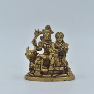 Brass Shiv Parivar Idol – Handcrafted Shiva Parvati Murti with Ganesha, Kartikeya & Nandi | Antique Finish Brass Shiv Family Statue for Home Temple Pooja & Diwali Gift