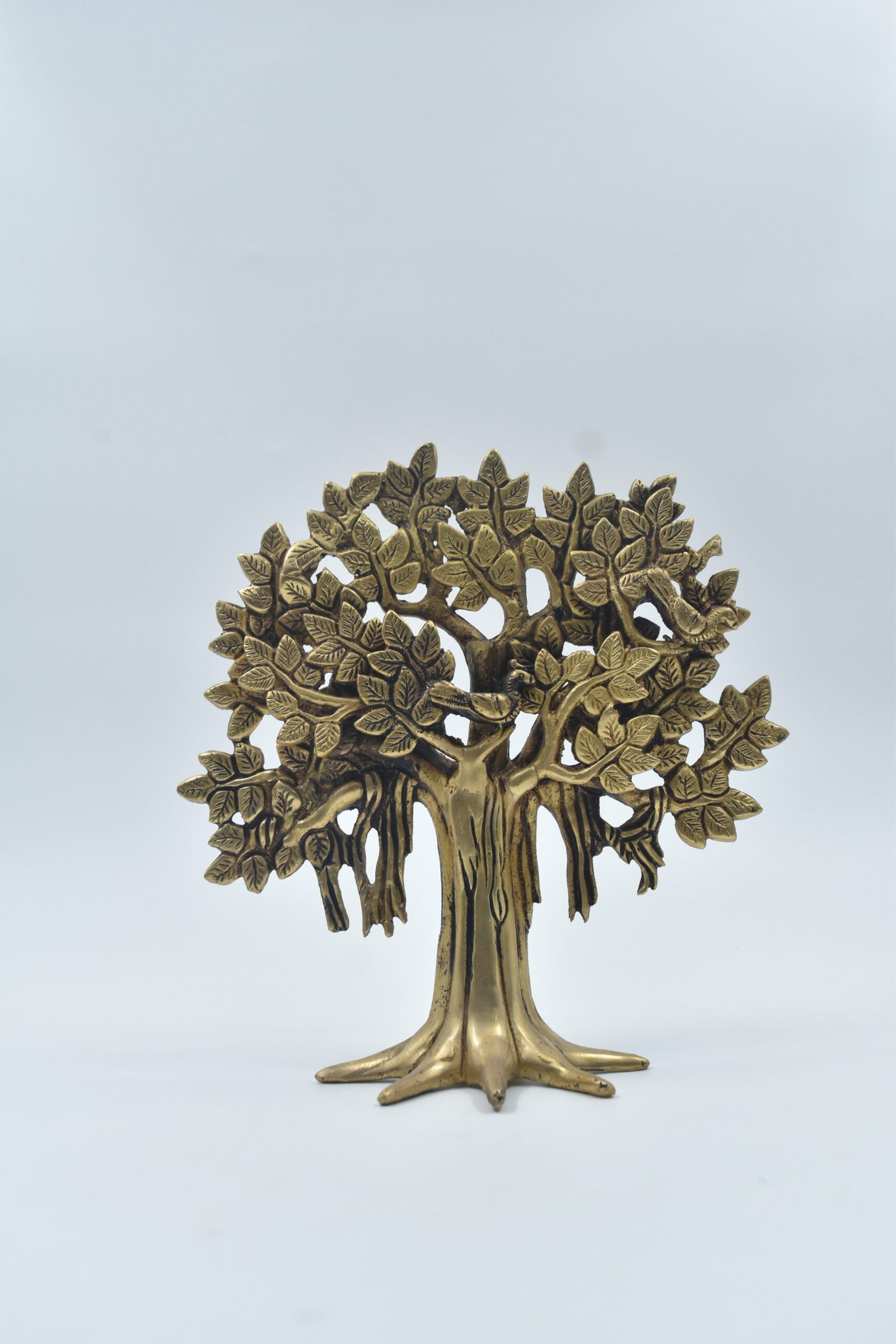 .Kalpavriksha Brass Tree of Life Showpiece Pure Solid Brass with Antique Gold Finish – Handcrafted Feng Shui & Vastu Decor for Home, Living Room, Good Luck Gift & Festive Decoration