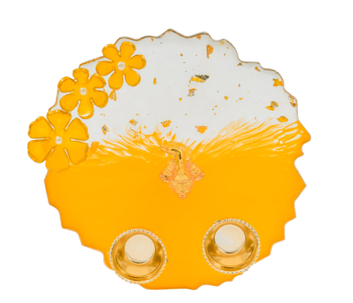 Resin Pooja Thali Set, Traditional Indian Worship Plate, Resin Pooja Thali for Puja and Festive Season