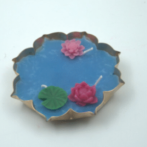 4.5" Urli Candle Mini Lotus + Leaf | Urli Candle Mini Lotus and Leaf – Decorative Spiritual Candle for Festivals, Diwali, and Home Décor