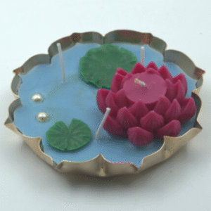 5.5" Urli Candle Big Lotus + Leaf | Urli Candle Big Lotus + Leaf | Lotus Candles for Diwali Festival, Home & Outdoor Decoration | Tyoharwale