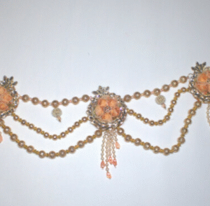 Orange Crystal Toran – Sparkling Door Hanging for Diwali, Wedding Entrances, Navratri & Housewarming, Traditional Festive Décor