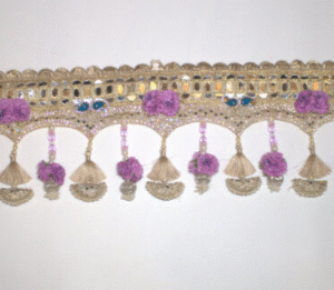 Purple Flower Mirror Work Toran – Handcrafted Latkan for Diwali, Wedding Entrances, Navratri, Housewarming & Pooja Room