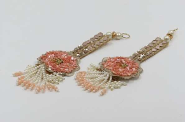 Shubh Labh Hanging with Pink Stones & Pearls – Decorative Auspicious Wall & Door Ornament, Pooja Room Décor, Festival & Wedding Home Accent, Diwali Gift