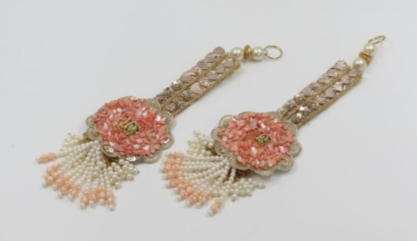 Shubh Labh Hanging with Pink Stones & Pearls – Decorative Auspicious Wall & Door Ornament, Pooja Room Décor, Festival & Wedding Home Accent, Diwali Gift