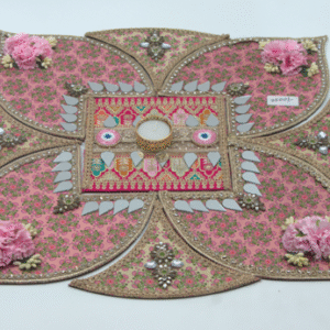 Pink Jamawar Rangoli – Elegant Ready-to-Use Decorative Rangoli for Diwali, Wedding, Pooja Room, and Festive Home Décor