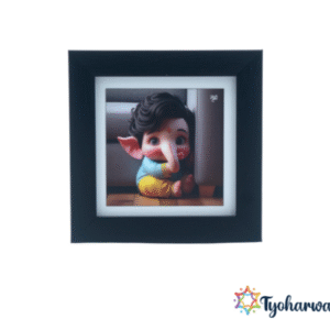 Lord Bal Ganesh ji Photo Frame |Bal Ganesha idol Frame| Unique Bal Ganesha Picture| Black Frame| For Home Decor, Puja Room & Office Desk