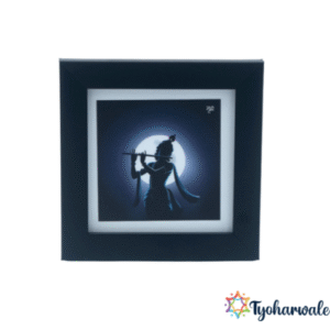 Lord Krishna Photo Frame – Krishna Ji Images Art with Flute Design | Elegant Black Photo Frame for Home Decor, Office Decoration, Pooja Room, Wall Hanging | Spiritual Gift Frame for Gifting, Divine Photo Frame Design