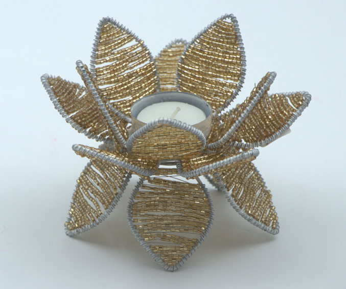 Crystal Flower Diya – Luxury Decorative Lamp for Diwali & Pooja | Handmade Crystal Petal Diya – Elegant Festival & Mandir Décor | Shimmering Crystal Flower Lamp for Weddings, Diwali & Table Accents