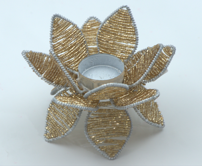 Crystal Flower Diya – Luxury Decorative Lamp for Diwali & Pooja | Handmade Crystal Petal Diya – Elegant Festival & Mandir Décor | Shimmering Crystal Flower Lamp for Weddings, Diwali & Table Accents