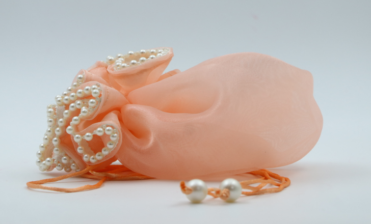 Large Peach Potli with Kundan Design – Wedding & Festive Gift Bag| Kundan Embellished Peach Potli – Luxury Pooja & Diwali Bag| Designer Ethnic Potli Bag – Peach Color for Bridal & Festival Use