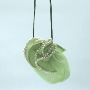 Pearl-Embellished Tissue Potli – Luxury Ethnic Gift & Festival Bag| Decorative Tissue Potli Pouch Set – Wedding Favors & Party Gift Bags