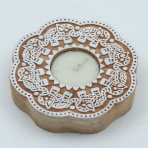 Handcrafted Wooden Diyas – Rustic Oil Lamps for Diwali & Pooja| Wooden Decorative Diyas – Set of 5 for Home, Mandir & Festivals