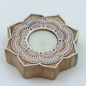 Handcrafted Wooden Diyas – Rustic Oil Lamps for Diwali & Pooja| Wooden Decorative Diyas – Set of 5 for Home, Mandir & Festivals