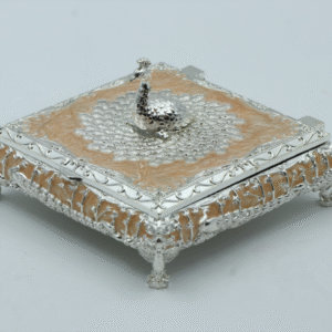Square Peacock Mukhwas Jewelry Box – Mustard Yellow Multi-Purpose Festive Storage for Diwali and Wedding Favors