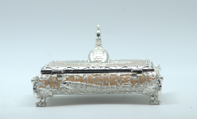 Square Peacock Mukhwas Jewelry Box – Mustard Yellow Multi-Purpose Festive Storage for Diwali and Wedding Favors