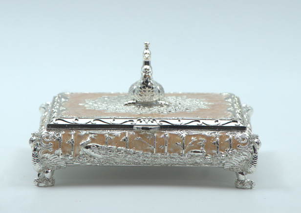 Square Peacock Mukhwas Jewelry Box – Mustard Yellow Multi-Purpose Festive Storage for Diwali and Wedding Favors