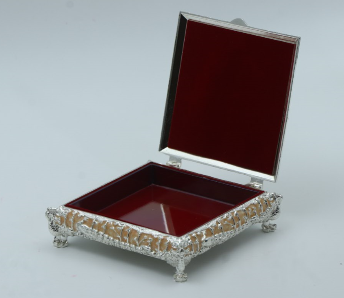 Square Peacock Mukhwas Jewelry Box – Mustard Yellow Multi-Purpose Festive Storage for Diwali and Wedding Favors