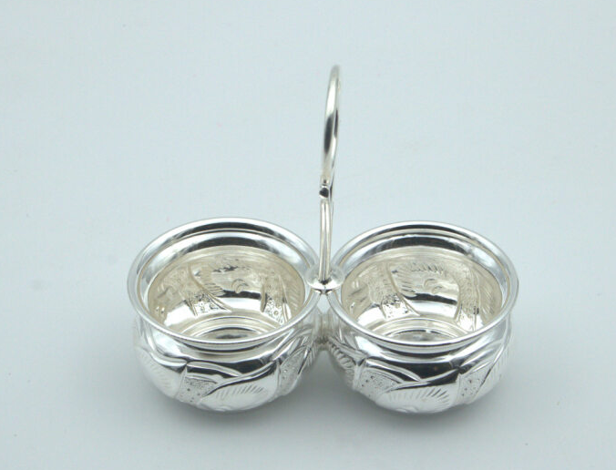 Pure Silver Haldi Kumkum Box | Roli Chawal Chopda & Chandan Holder for Pooja | Handcrafted Silver Dabbi for Home, Temple & Office | Festive & Wedding Gift BIS Hallmarked