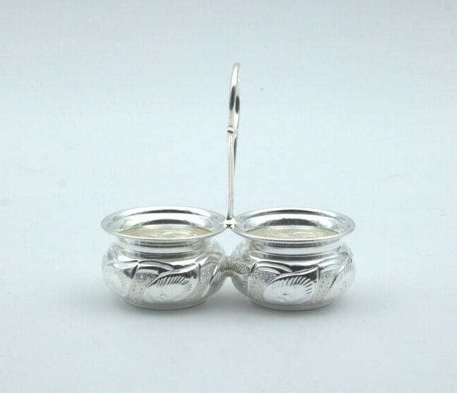 Pure Silver Haldi Kumkum Box | Roli Chawal Chopda & Chandan Holder for Pooja | Handcrafted Silver Dabbi for Home, Temple & Office | Festive & Wedding Gift BIS Hallmarked