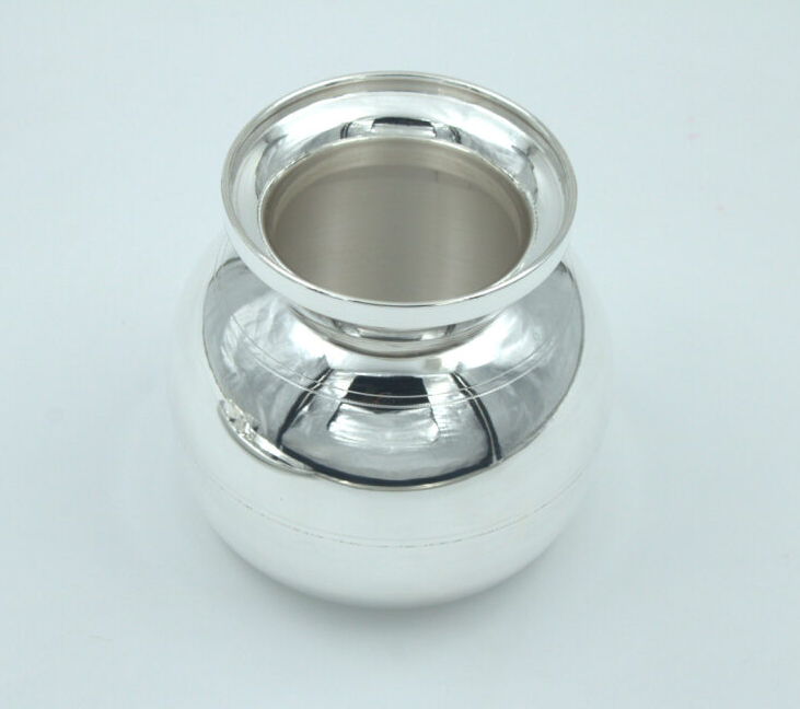 Pure Silver Pooja Lota / Kalash | Handicraft Silver Kalash for Pooja, Temple & Home | BIS Hallmarked | Traditional Chambu / Tumbler / Pot | Luxury Gift for Weddings, Karvachauth, Pongal, Sankranti & Housewarming
