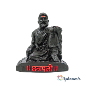 Marble Chhatrapati Shivaji Maharaj Murti | Black Marble Dust Shivaji Maharaj Idol Statue for Home & Office; Decorative Showpiece