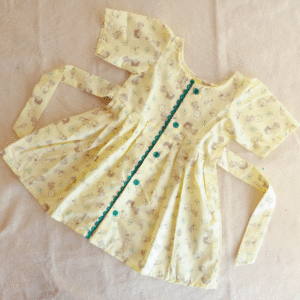 Off White Printed Cotton Frock