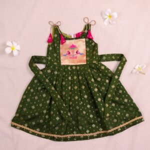 Mehendi Shoulder Knot Paithani Frock