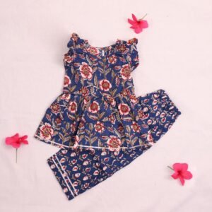 Blueish Grey Frill Sleeve Co-Ord Set