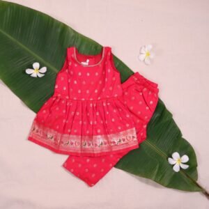 Reddish Rani Pink Paithani Co-ord Set