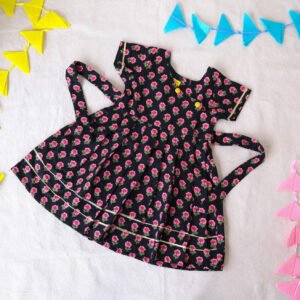 Floral cotton black frock