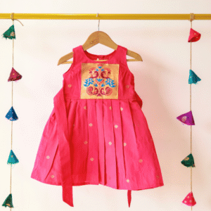 Paithani Patch Red Raw Silk Frock