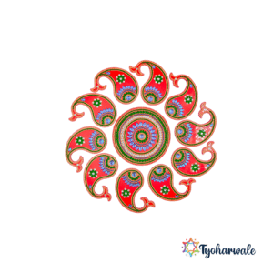 Rangoli Sticker with Colorful Stone Work | Acrylic Kundan Design for Festival Decor |