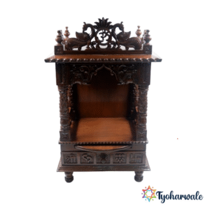 Devghar Wooden Temple Mandir with Drawer |Temple for Home/ Office and Pooja Room| Natural Gloss| Mandir| Carving pattern|